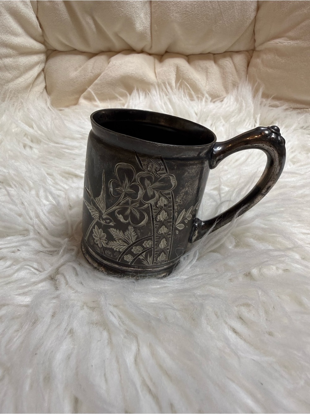 Antique Derby Silver Co. Victorian Quadruple Silver Plate Mug